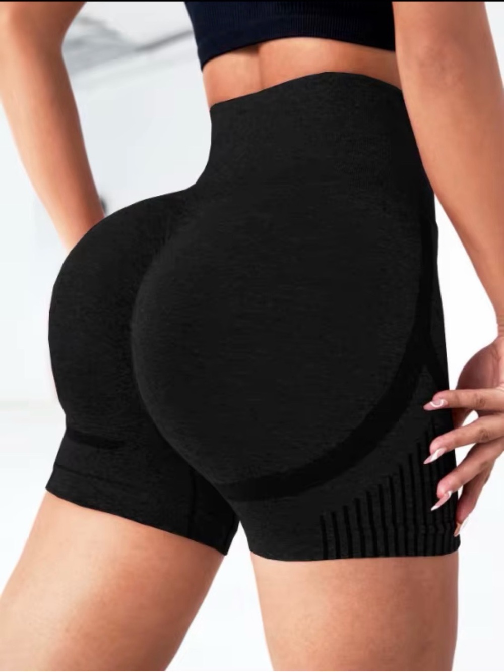 High-Waist Black Sculpting Women’s Shorts